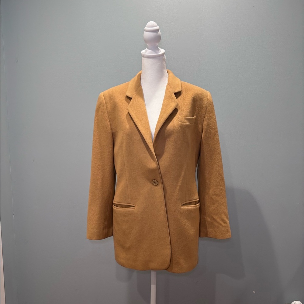 Vintage Lands’ End Camel Wool Cashmere Blazer Petite 6 USA Classic Coat - Picture 3 of 11